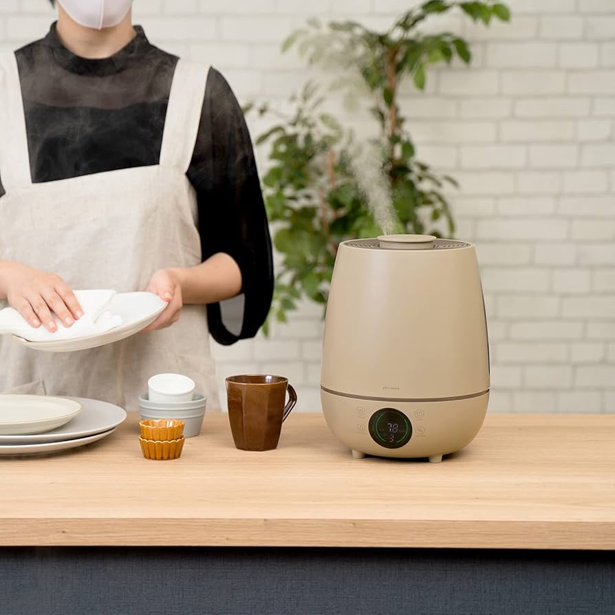 plus more ハイブリッド式加湿器 ホワイト 28畳対応上部給水ハイブリッド式 大噴霧アロマ加湿器リモコン付